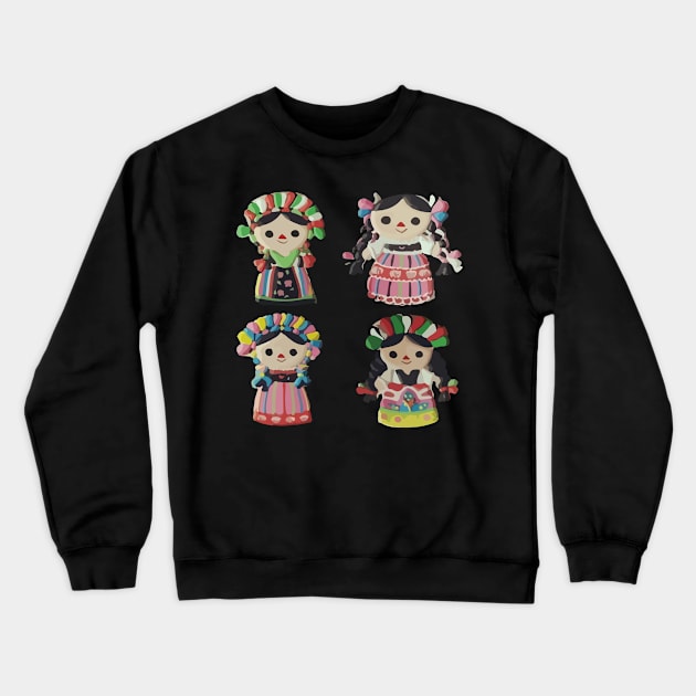 Lele Mexican Doll authentic toy cute ribbon Queretaro Mexico Crewneck Sweatshirt by T-Mex